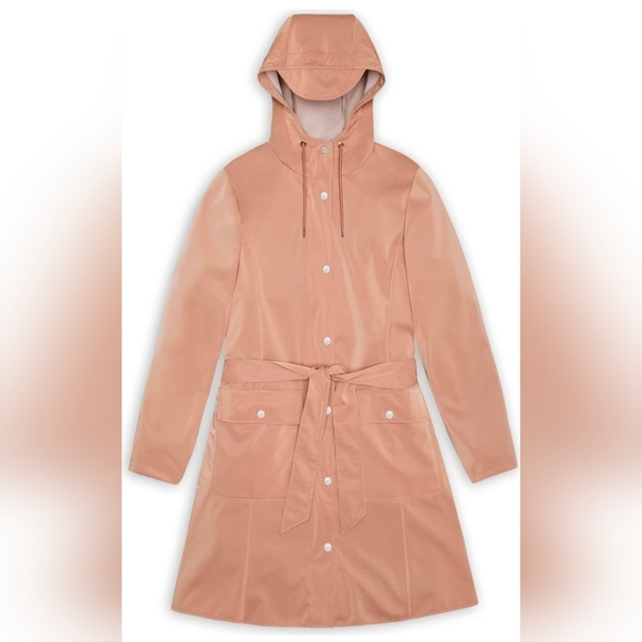 RAINS Curve Long Jacket Coy Size Small